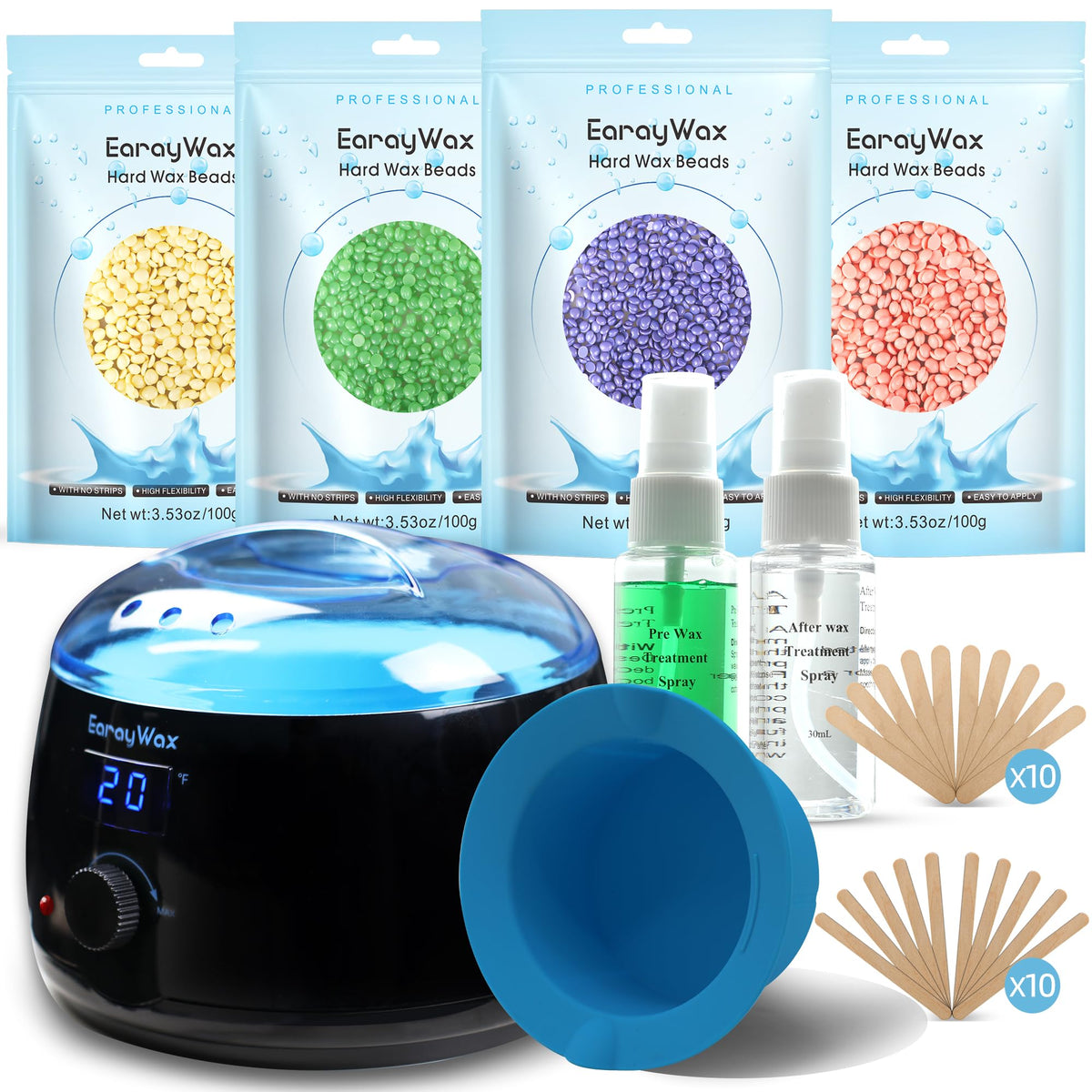 Kit d'épilation à la cire EARAYWAX avec machine et accessoires