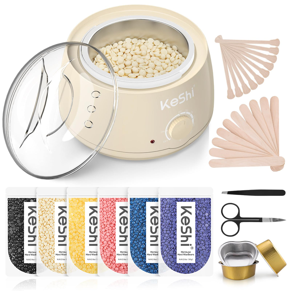 Kit d'épilation à la cire KeShi avec chauffe-cire et accessoires