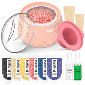 Kit d'épilation KeShi avec chauffe-cire et accessoires en rose