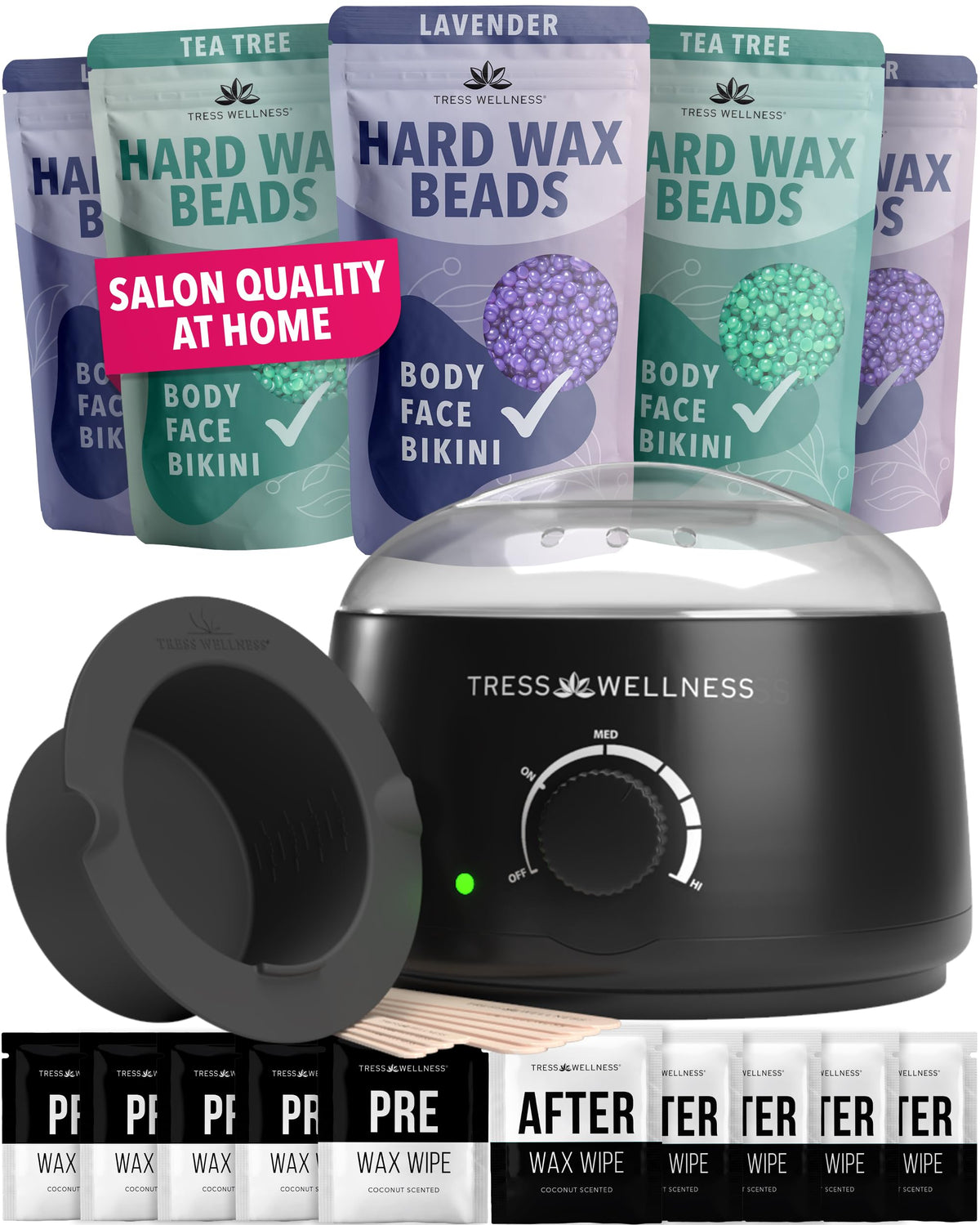 Kit d'épilation Tress Wellness avec chauffe-cire et perles de cire parfumées
