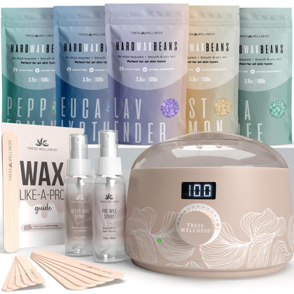 Kit d'épilation Tress Wellness avec chauffe-cire numérique et accessoires