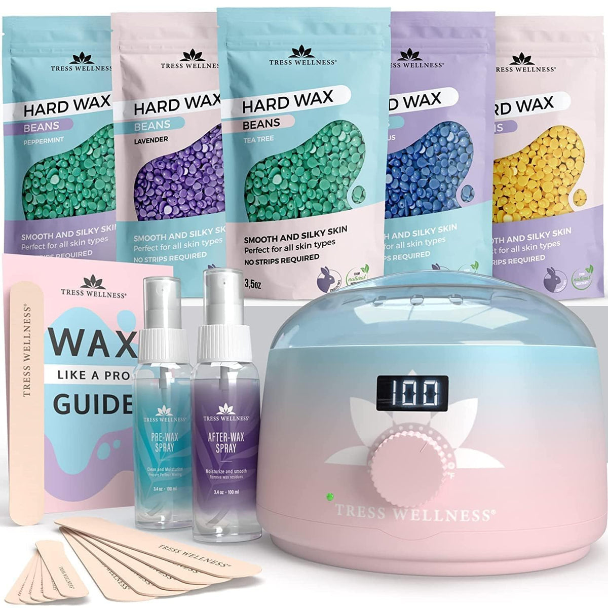 Kit d'épilation Tress Wellness avec réchauffeur de cire numérique