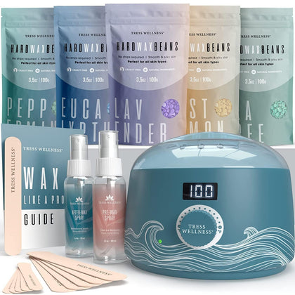 Kit d'épilation Tress Wellness avec réchauffeur numérique et accessoires