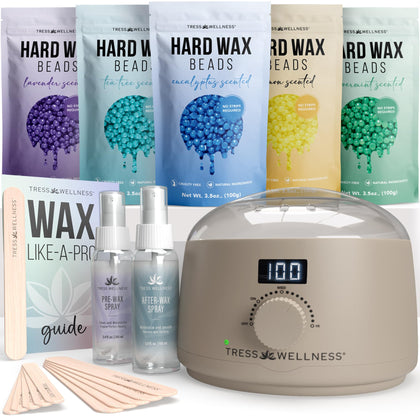 Kit d'épilation Tress Wellness avec réchauffeur numérique et accessoires