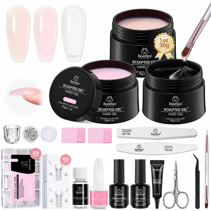 Kit d'extension d'ongles en gel beetles avec 3 couleurs et accessoires