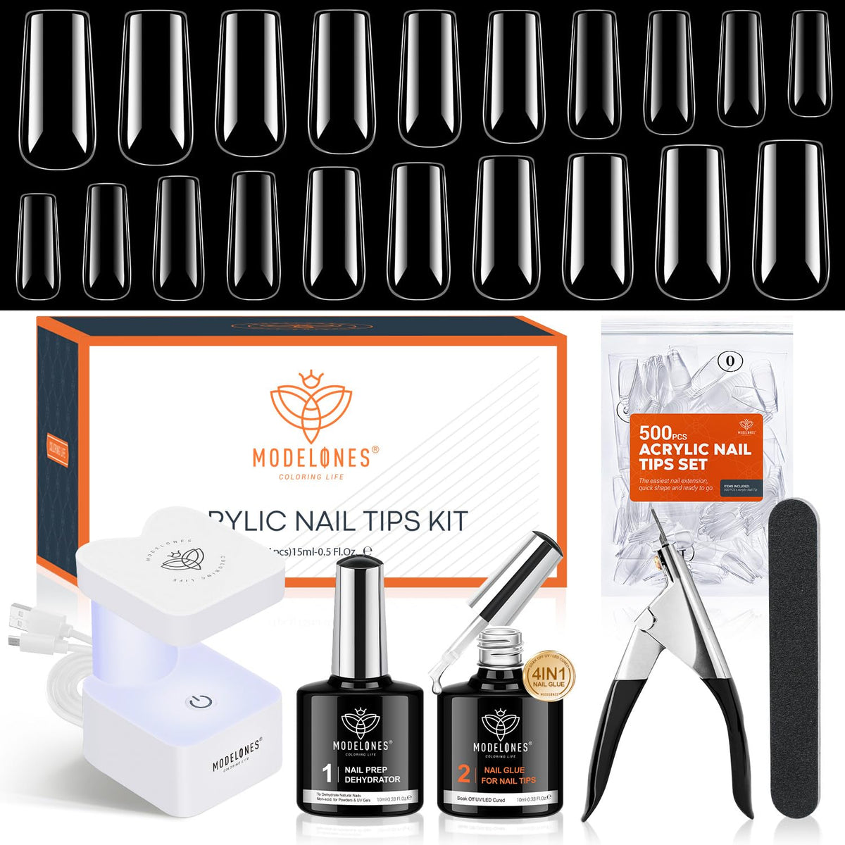 Kit d'Extension d'Ongles Gel modelones avec lampe UV et accessoires
