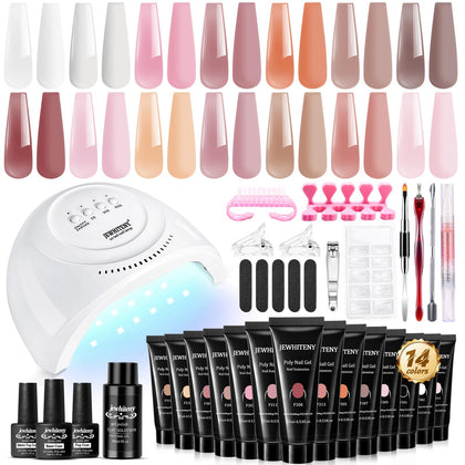 Kit d'Extension d'Ongles Poly Gel JEWHITENY avec lampe UV 48W