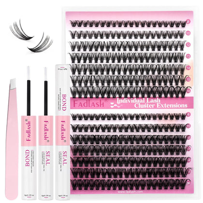 Kit d'extension de cils FADLASH avec 240 cils en clusters