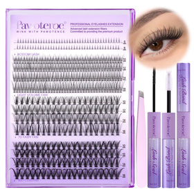 Kit d'extension de cils Pawotence avec 404 cils en grappes