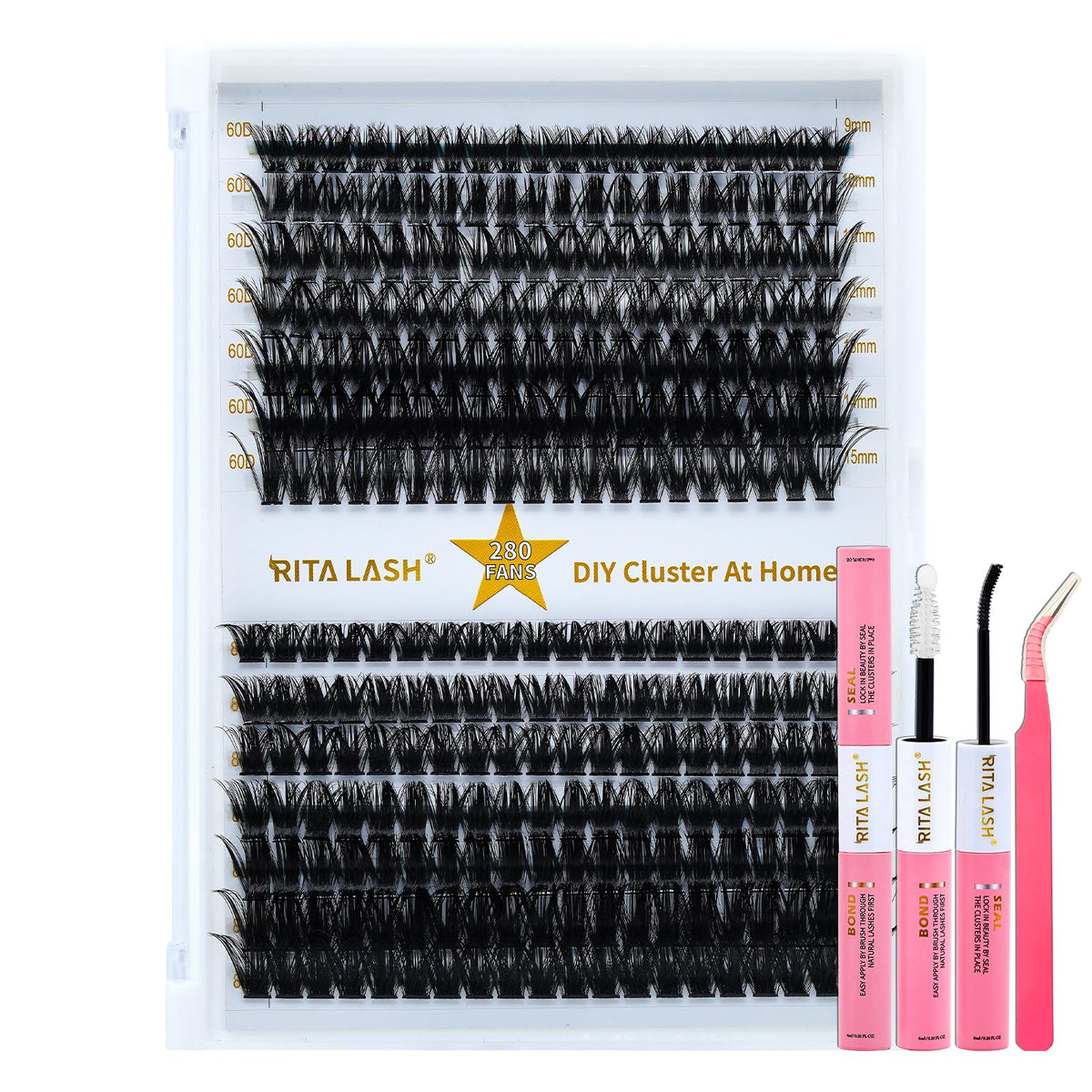 Kit d'Extension de Cils RITALASH avec cils clusters et applicateur