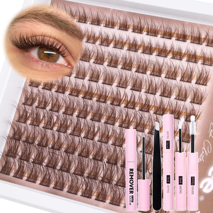 Kit d'extensions de cils bruns Mavphnee avec 120 clusters