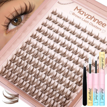 Kit d'extensions de cils bruns Mavphnee avec accessoires