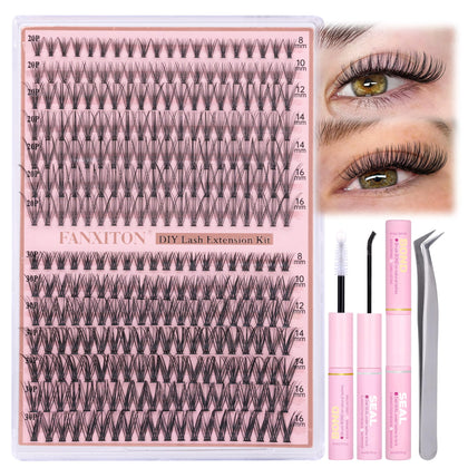 Kit d'extensions de cils FANXITON avec 280 clusters