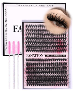 Kit d'extensions de cils FANXITON avec 280 clusters en présentation