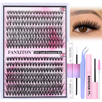 Kit d'extensions de cils FANXITON incluant 280 pcs de clusters