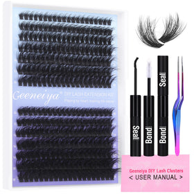 Kit d'extensions de cils Geeneiya avec 280 cils individuels et accessoires