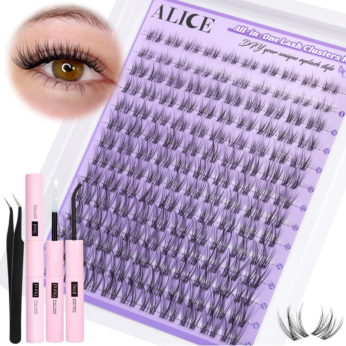 Kit d'Extensions de Cils Naturels ALICE avec 168pcs C-Courbé