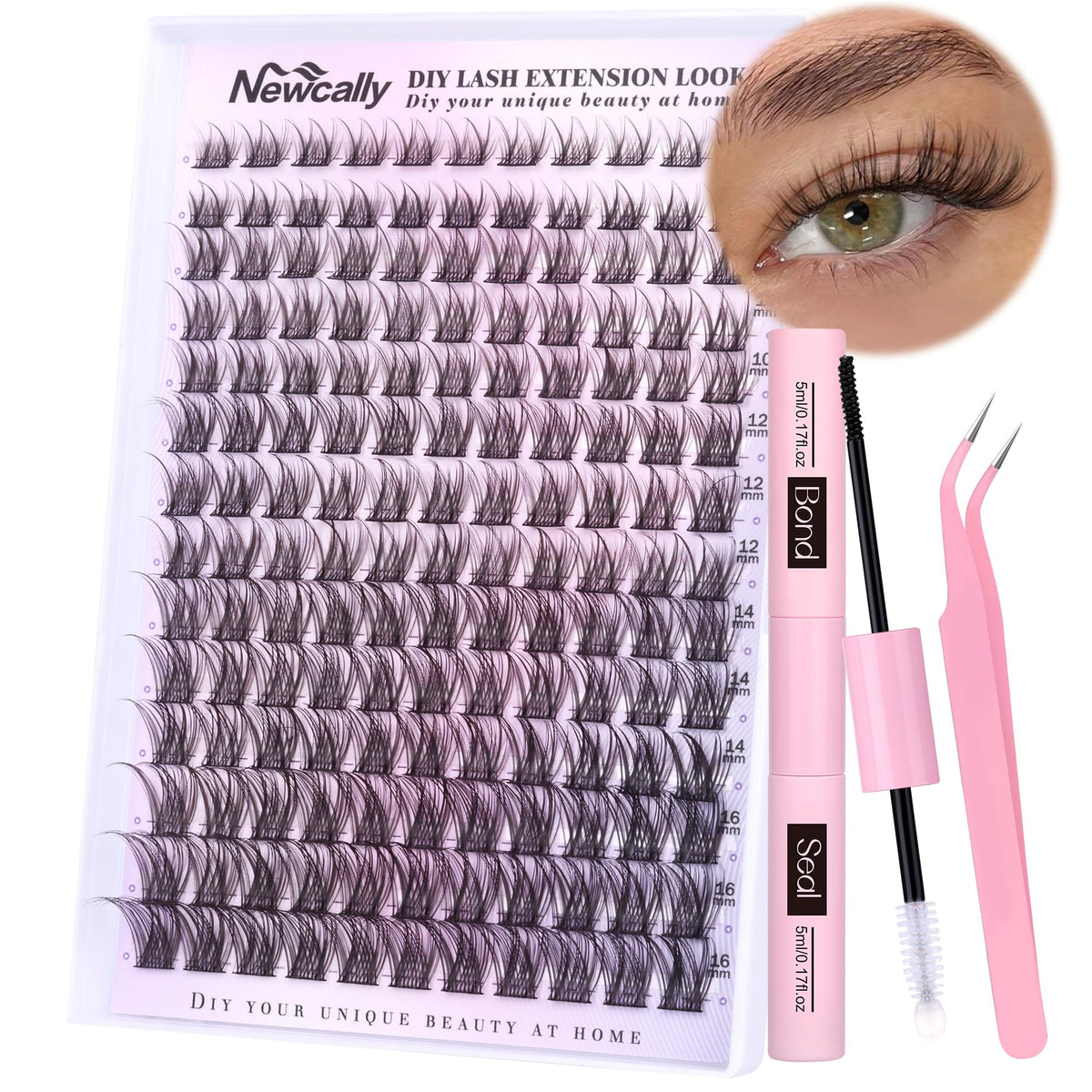 Kit d'extensions de cils Newcally avec cils en grappes