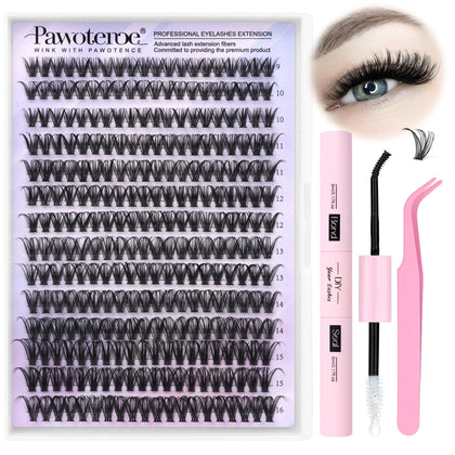 Kit d'extensions de cils Pawotence 40D avec 280 pièces et applicateur