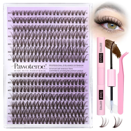 Kit d'extensions de cils Pawotence avec 280 pièces, vue de face