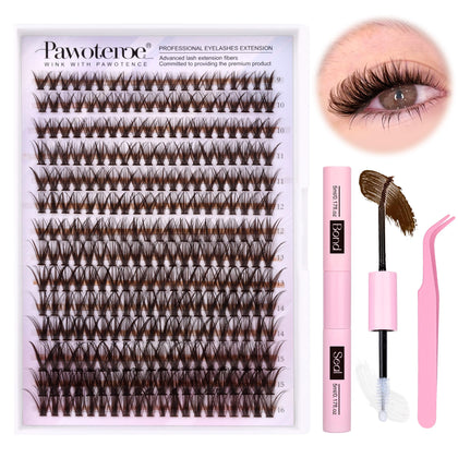 Kit d'extensions de cils Pawotence avec 280pcs Brown 40D