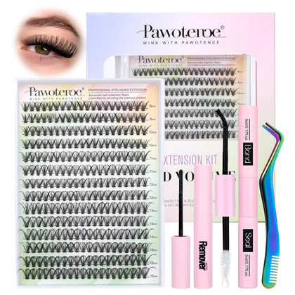 Kit d'Extensions de Cils Pawotence avec 280pcs de Cils en Clusters