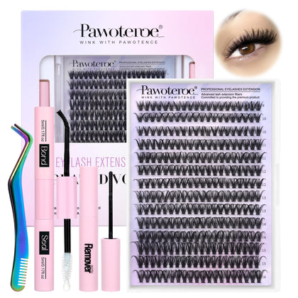 Kit d'extensions de cils Pawotence avec 280pcs et pince à cils