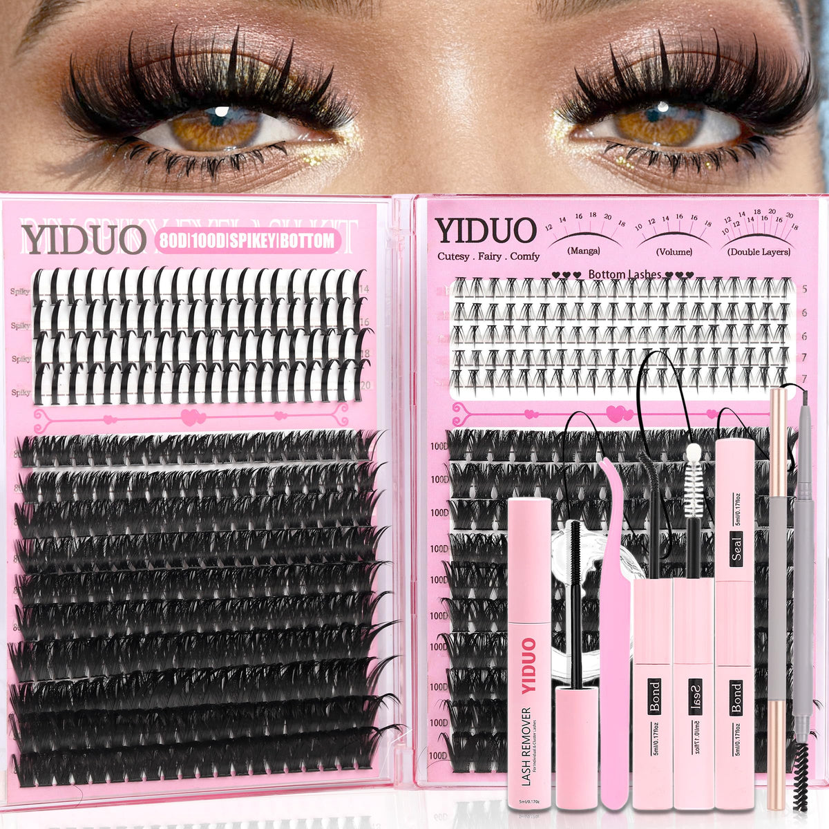 Kit d'extensions de cils YIDUO avec 540 pièces et accessoires