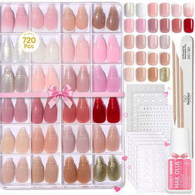 kit d'ongles autocollants beetles avec 720 pièces en plusieurs couleurs