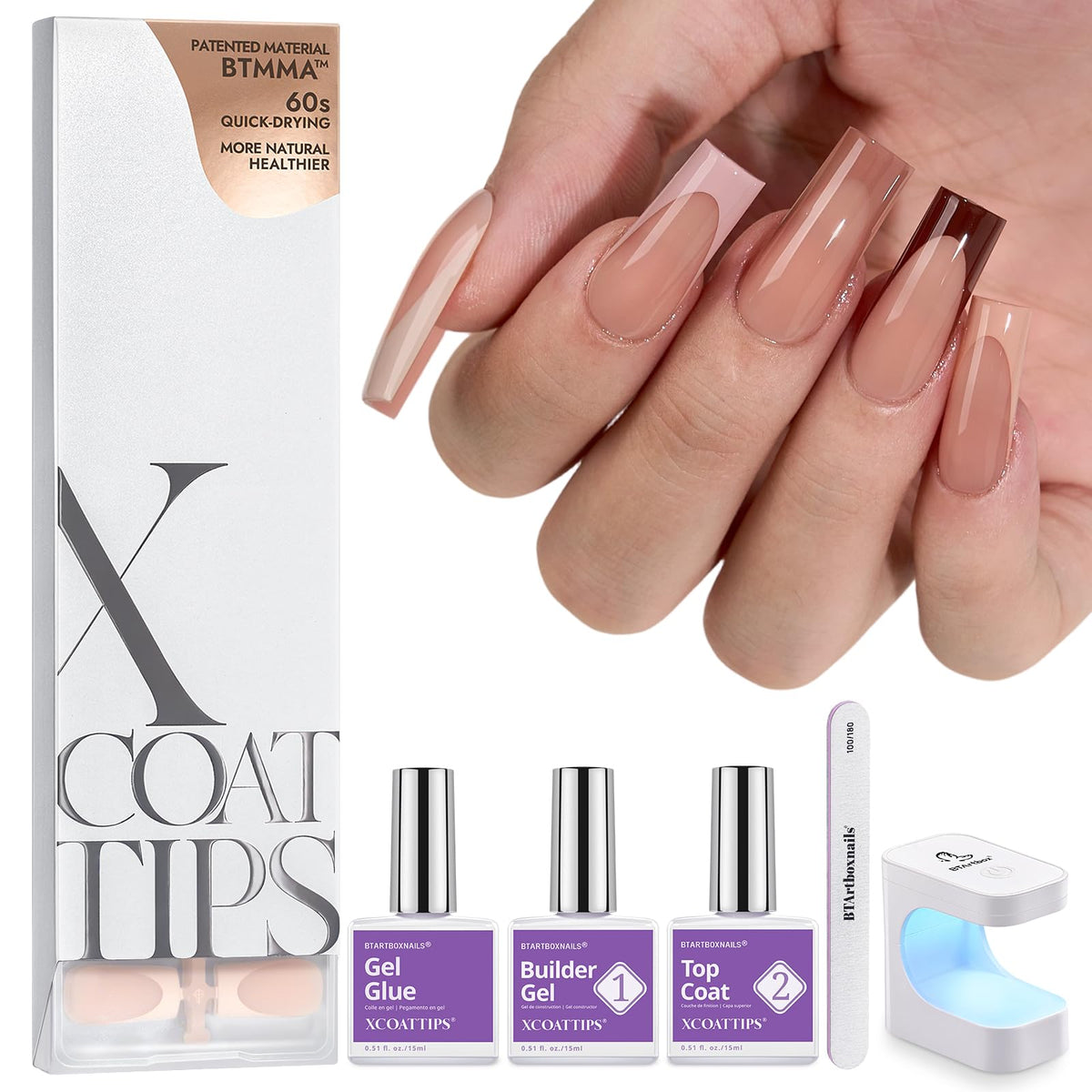 Kit d'ongles press-on BTARTBOXNAILS avec 150 ongles et accessoires