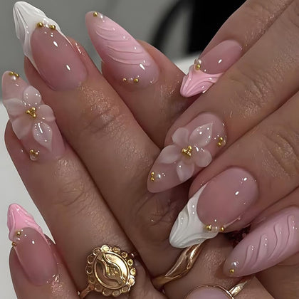 Kit d'ongles press-on LPOODDNU 24 pièces en amande