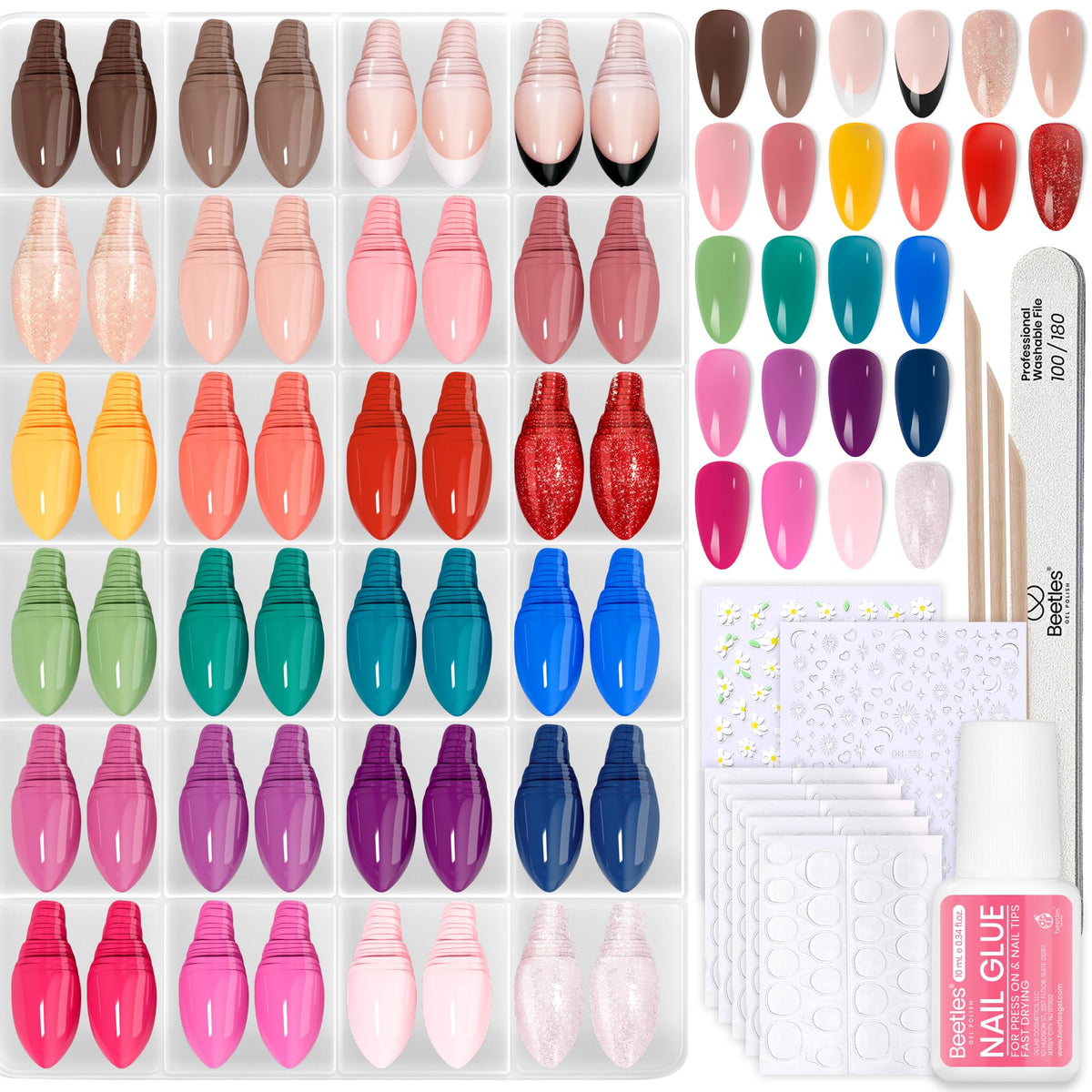 Kit d'ongles pressés beetles Rainbow Gleam avec 720 pièces