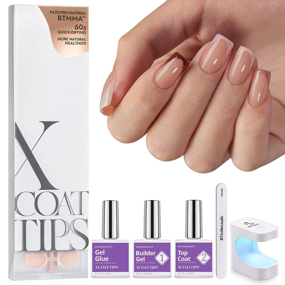 Kit d'Ongles Pressés BTARTBOXNAILS XCOATTIPS Teinte Peau M, vue avant