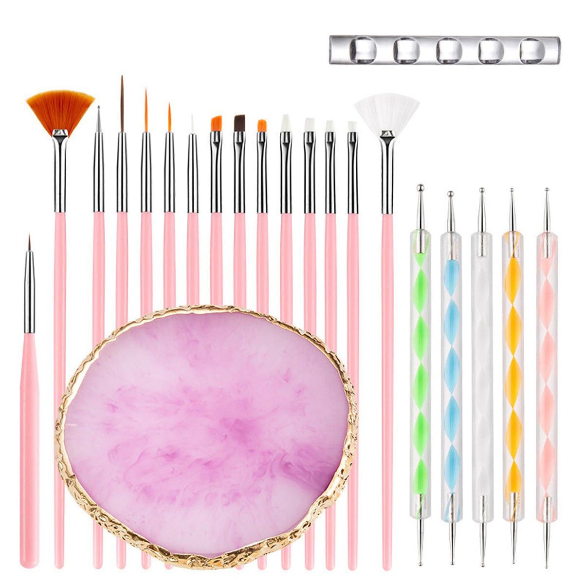 Kit d'outils HomTop pour nail art avec palette en résine et pinceaux