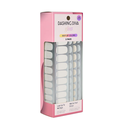 Kit Dashing Diva 5-en-1 pour autocollants d'ongles blancs, vue avant