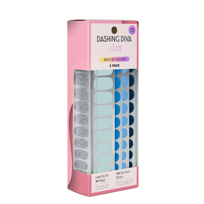 Kit Dashing Diva GLOSS 5-en-1 avec vernis autocollants bleu