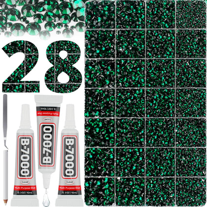 Kit de 36 000 rhinestones émeraude vert avec boîte de rangement
