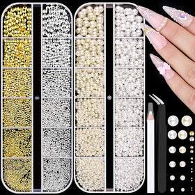 Kit de 7500 charms à ongles BELLEBOOST avec perles métalliques et plates