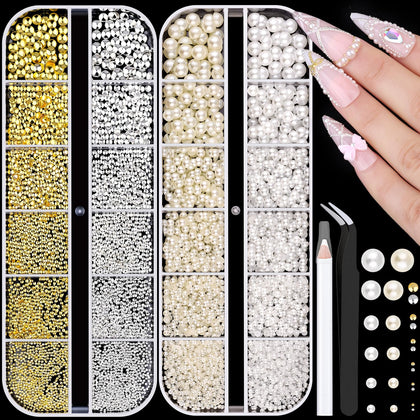 Kit de 7500 charms à ongles BELLEBOOST avec perles métalliques et plates
