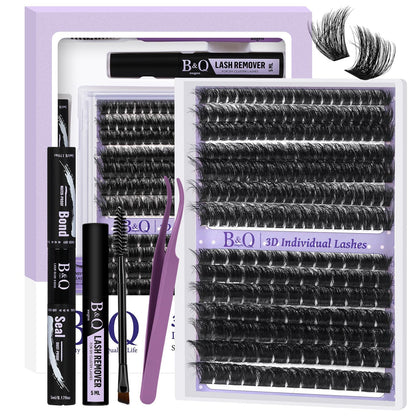Kit de cils 3D Fluffy B&Qaugen avec plusieurs longueurs de cils