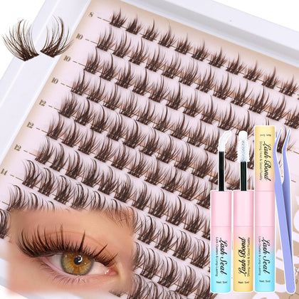 Kit de cils bruns Mavphnee avec 120 pièces et outils inclus