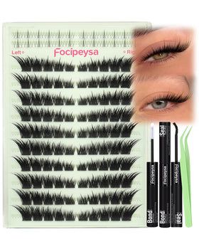 Kit de cils cluster Focipeysa avec cils de 10-18mm et accessoires