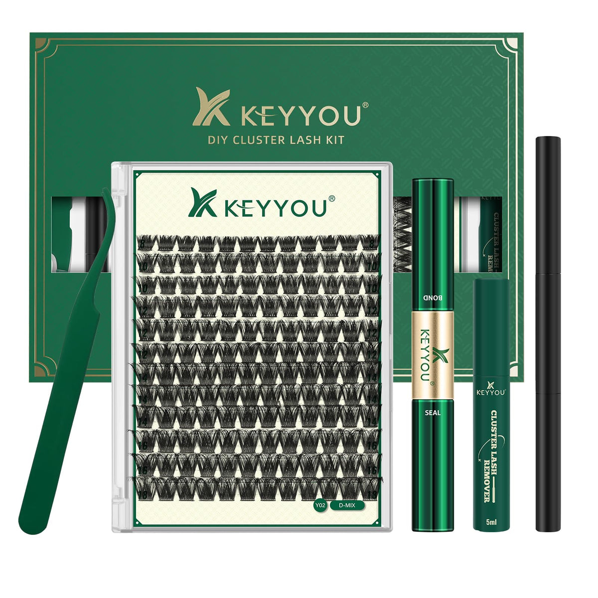 Kit de cils clusters KEYYOU 144pcs avec outils inclus