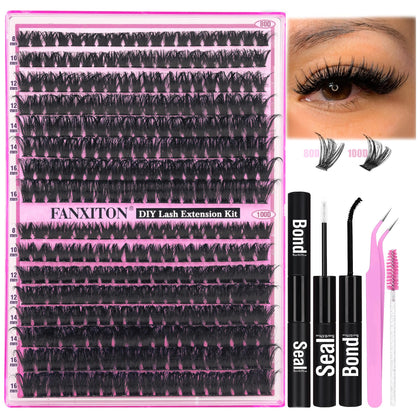 Kit de cils en grappes FANXITON 80D/100D avec accessoires