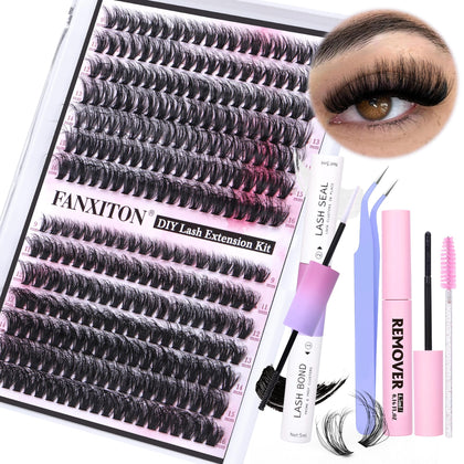 Kit de cils en grappes FANXITON avec 280 pièces et outils
