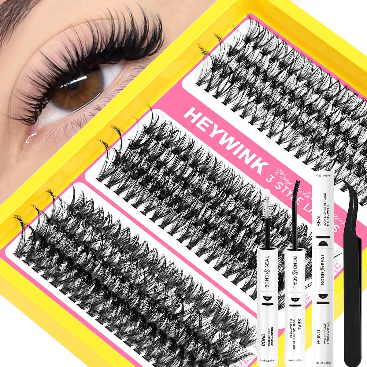 Kit de cils en grappes HEYWINK avec cils 30D, 40D, 50D