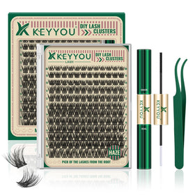 Kit de cils en grappes KEYYOU avec 144 pièces et outils