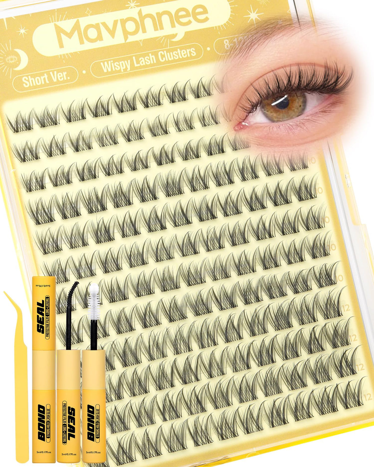 Kit de cils en grappes Mavphnee 8-12MM avec bande claire