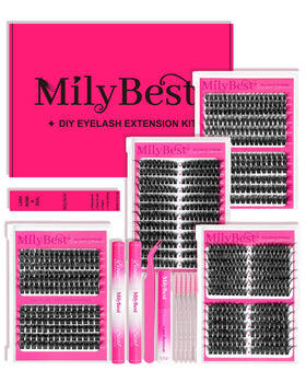 Kit de cils en grappes MilyBest avec 864 pcs et accessoires