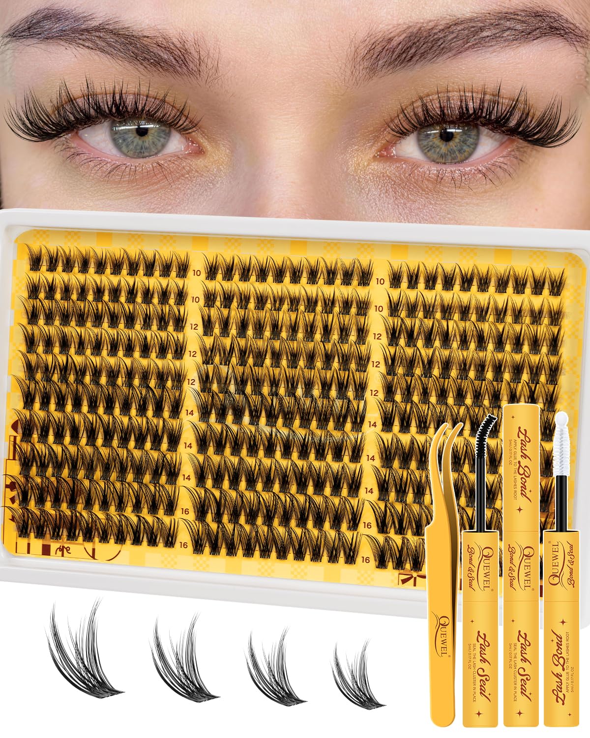 Kit de Cils en Grappes QUEWEL 300PCS C Curl vue avant